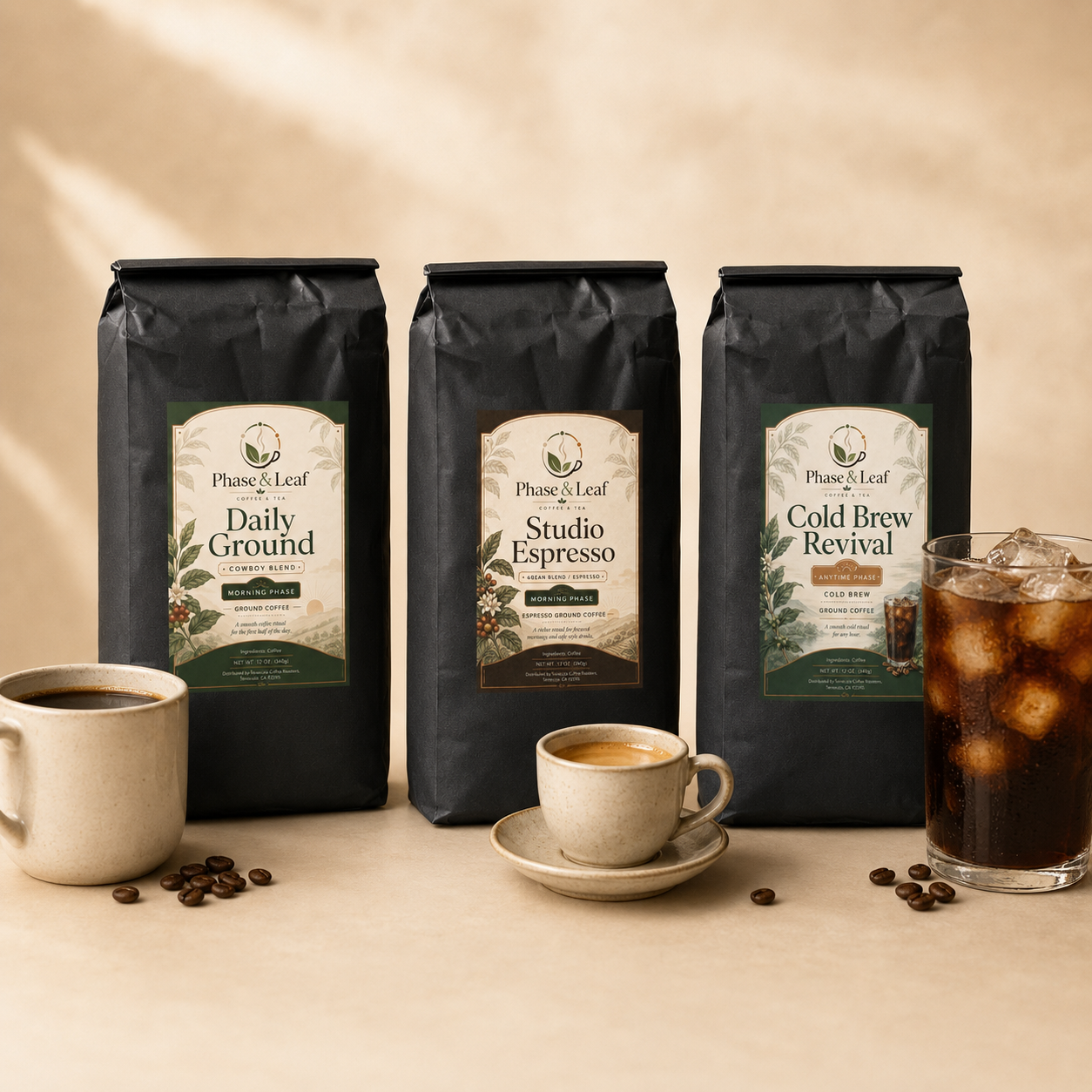 Coffeehouse Rotation Bundle with Daily Ground, Studio Espresso, and Cold Brew Revival