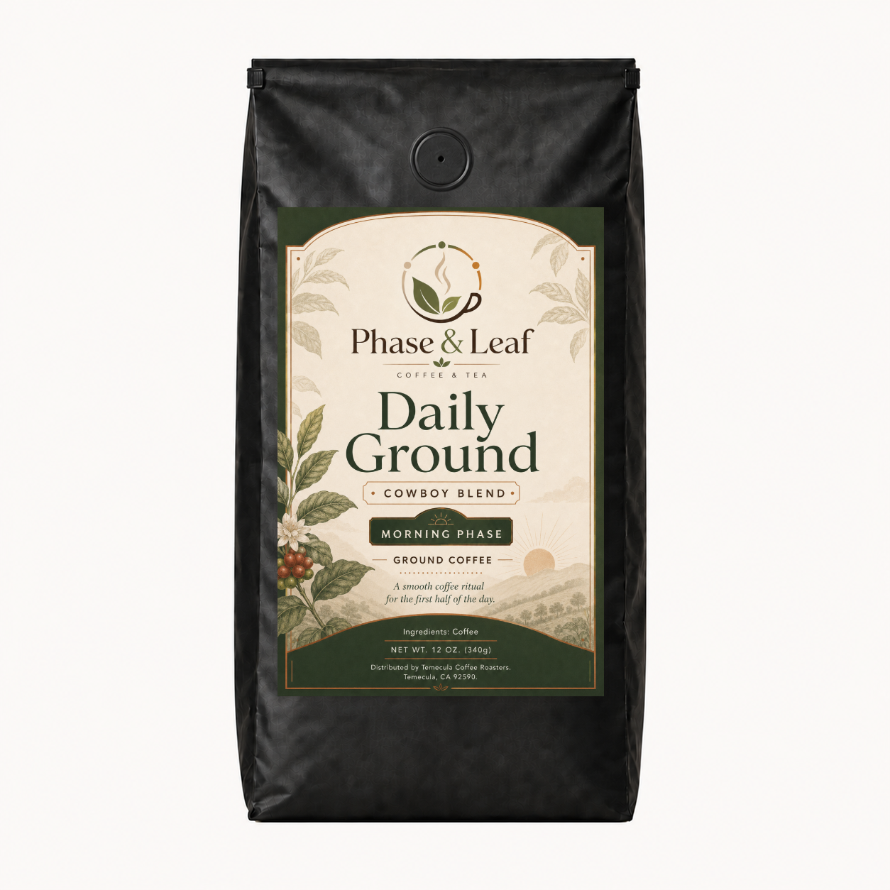 Daily Ground Coffee 12 oz exact-label package mock-up
