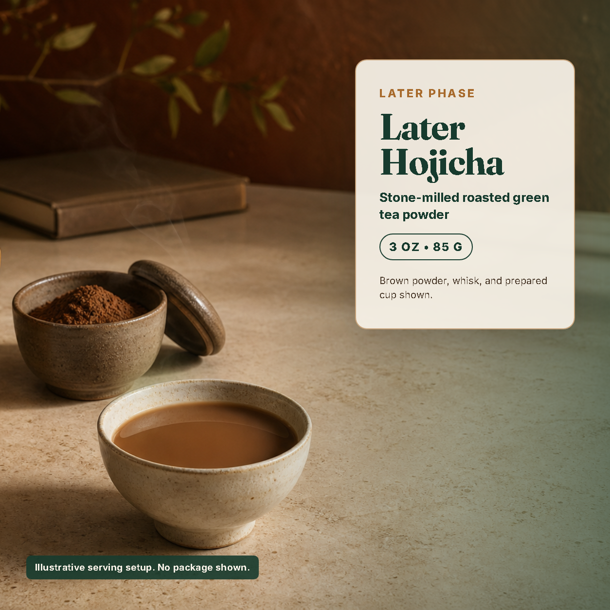 Later Hojicha brown powder ritual identification art, 3 oz